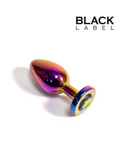Rainbow Metal Jewelled Buttplug M