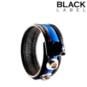 3 Snap Leather Cockstrap Black Blue