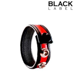 3 Snap Leather Cockstrap Black Red