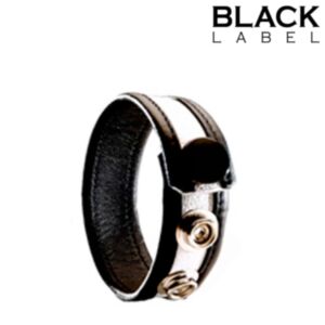 3 Snap Leather Cockstrap Black White