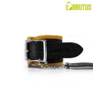 BRUTUS Leather Wrist Restraints Black/Yellow