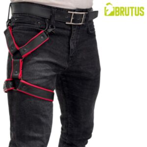 BRUTUS Leather Leg Harness Black-Red