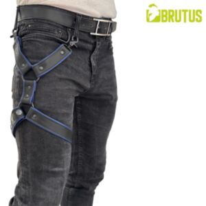 BRUTUS Leather Leg Harness Black-Blue